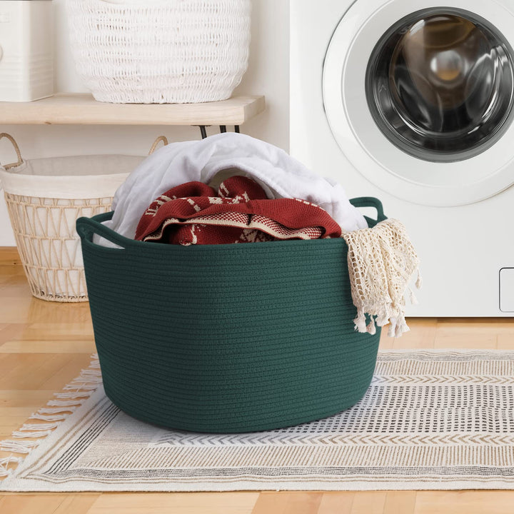 Maliton Wäschekorb,Aufbewahrungskorb mit 4 Taschen, 50 x 33 CM, Baumwoll Faltbarer Wäschekorb Kinder