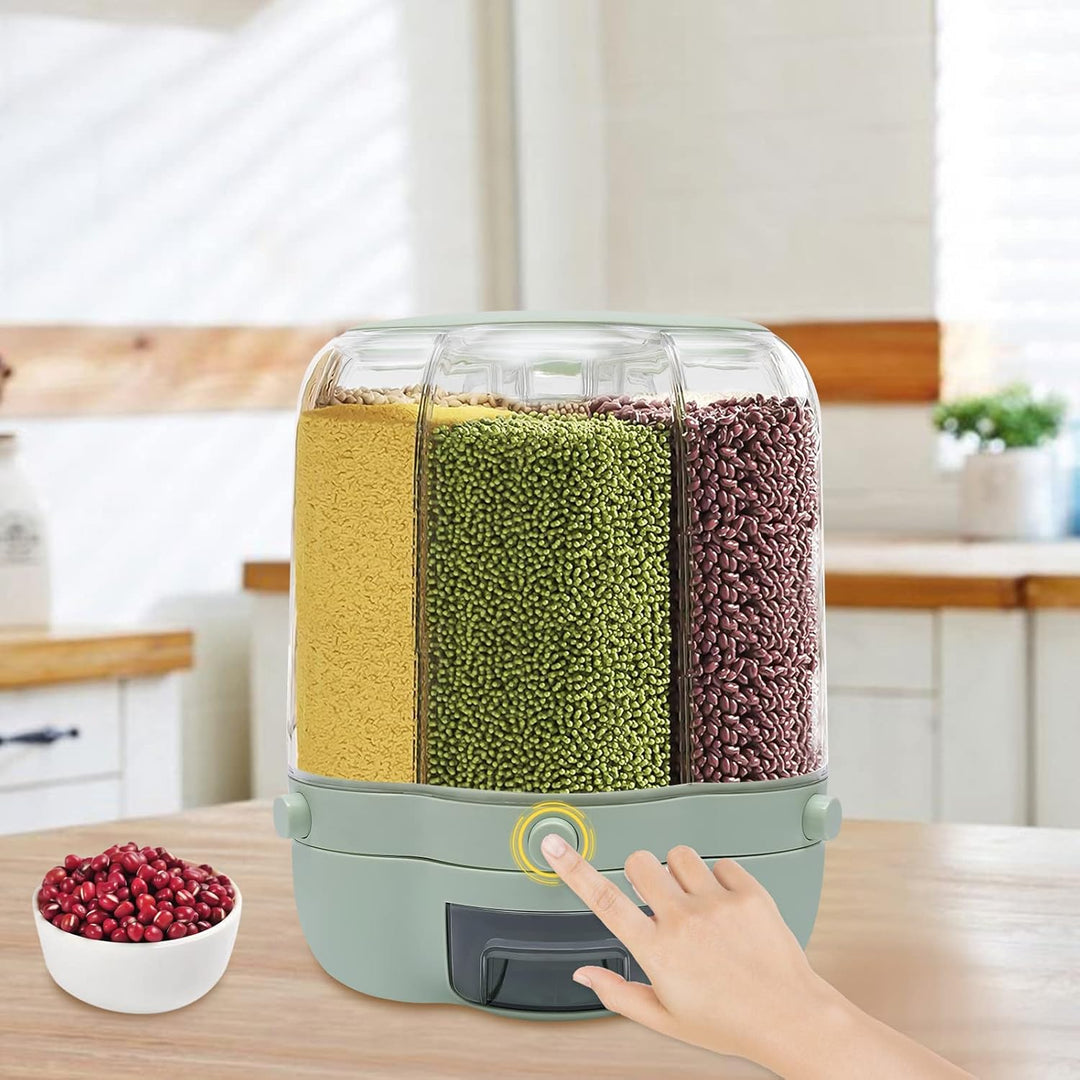 Müslispender 360° drehbar, 6-in-1 Müslibehälter Cerealienspender Cornflakes Spender, Sichtbares Desi