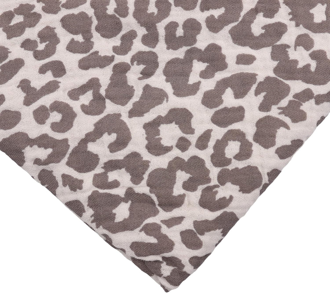 MIRROSI Damen Musselin Halstuch Made in Italy mit Leoprint oder Unifarben – Leichtes Dreieckstuch fü