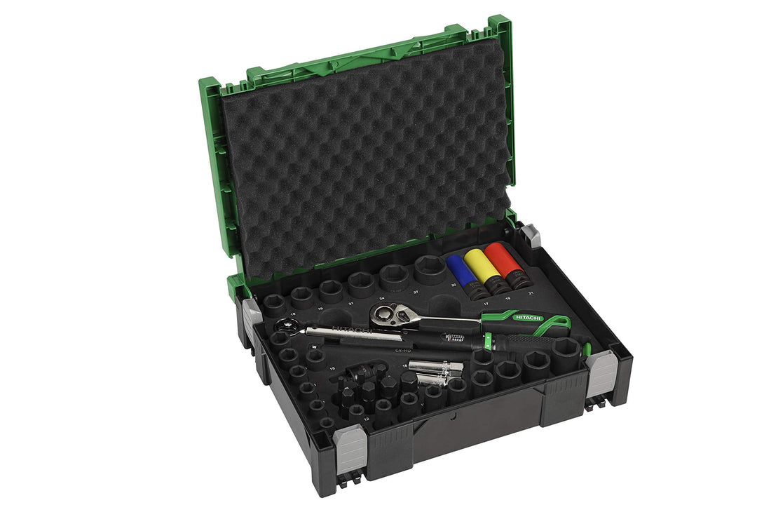 Hitachi HiKOKI Car-Set 39-teilig (Ratsche, Gelenkstück, Drehmomentschlüssel, Kraftstecknüsse, Transp