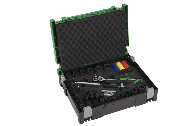 Hitachi HiKOKI Car-Set 39-teilig (Ratsche, Gelenkstück, Drehmomentschlüssel, Kraftstecknüsse, Transp