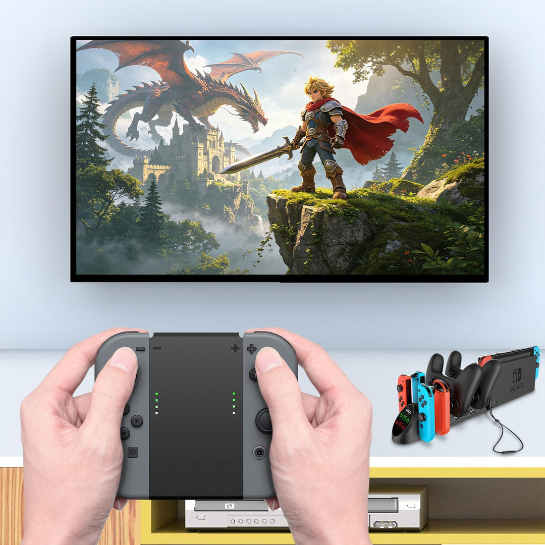 FYOUNG 6 in 1 Switch Controller Ladestation Kompatibel mit Nintendo Switch & Switch OLED mit USB Ans