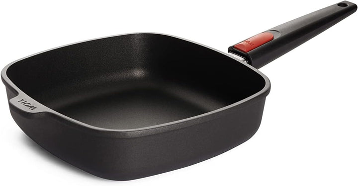 Titanium Nowo Gusspfanne, viereckig, 24 x 24 cm, 6,5 cm hoch, mit abnehmbarem Stiel 24x24 cm, 6.5 cm
