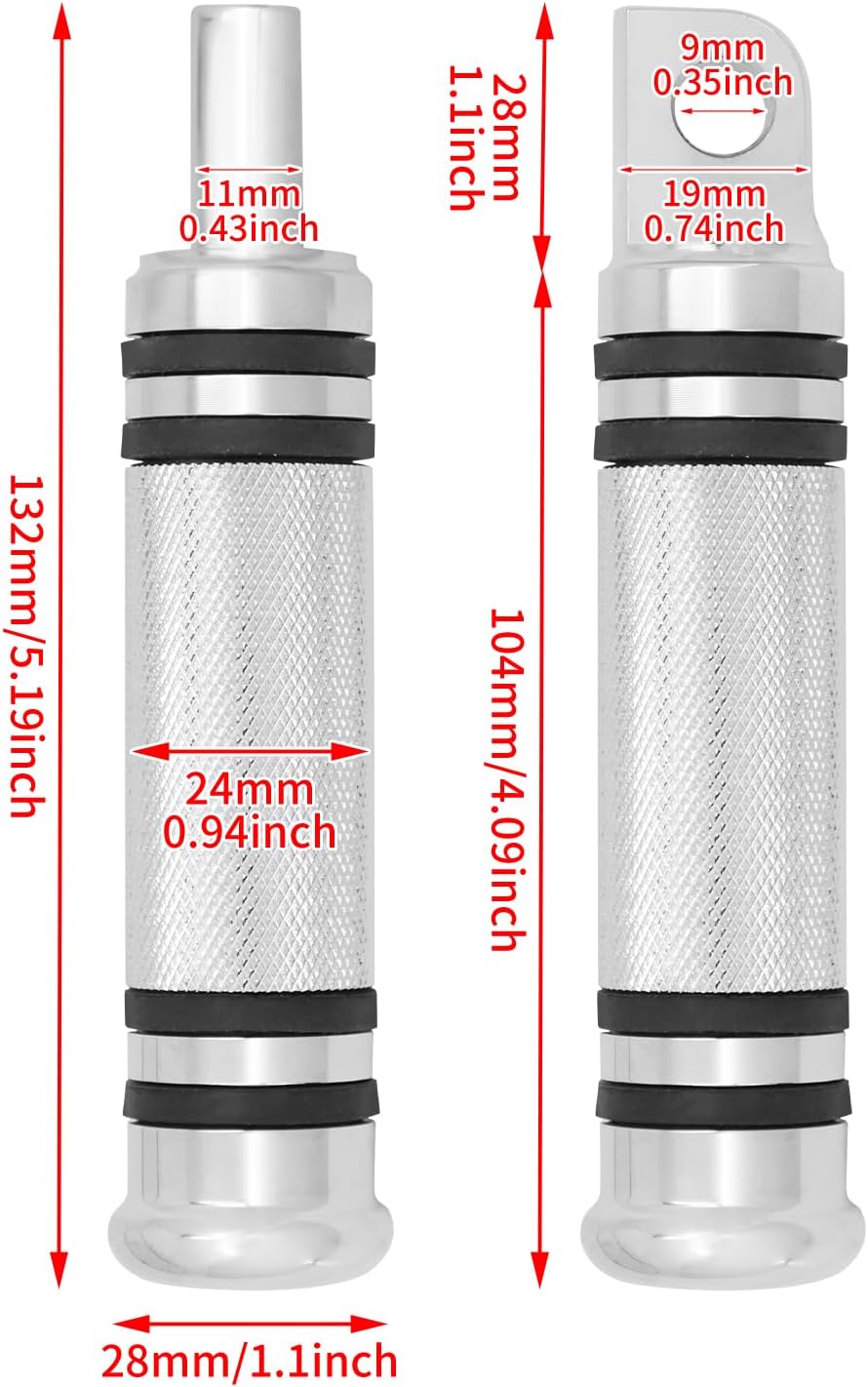 HDBUBALUS 1 Paar Billet CNC Silber Aluminium Motorrad Fussrasten für Harley Style männliche Fussrast