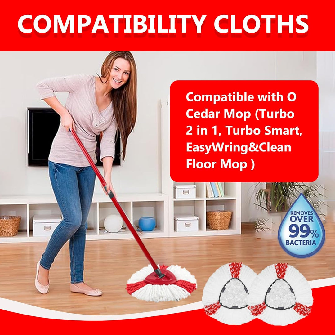 6 Stück Moppköpfe kompatibel mit Vileda Turbo & EasyWring Clean, Mikrofaser Ersatzbezug 2-in-1, Drei