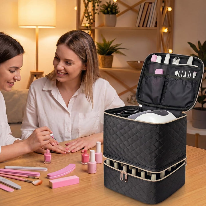 Nagellack Aufbewahrung Nagelkoffer Doppelschicht Tragbarer Nail Polish Organizer Nagellack Tasche fü