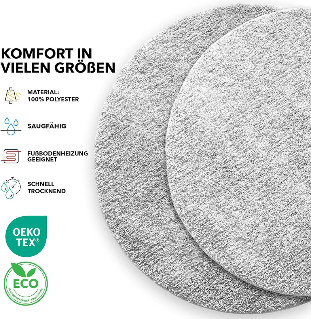 Floordirekt Badematte Sky - Badezimmerteppich - Weicher, dichter Hochflor - Rutschhemmend & Schnell