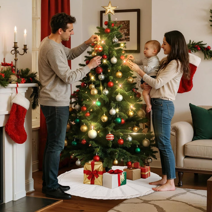 Lanpn Weihnachtsbaum Decke 90cm Christbaumdecke Gross Gestrickter Weihnachtsbaum Röcke Rund Tannenba