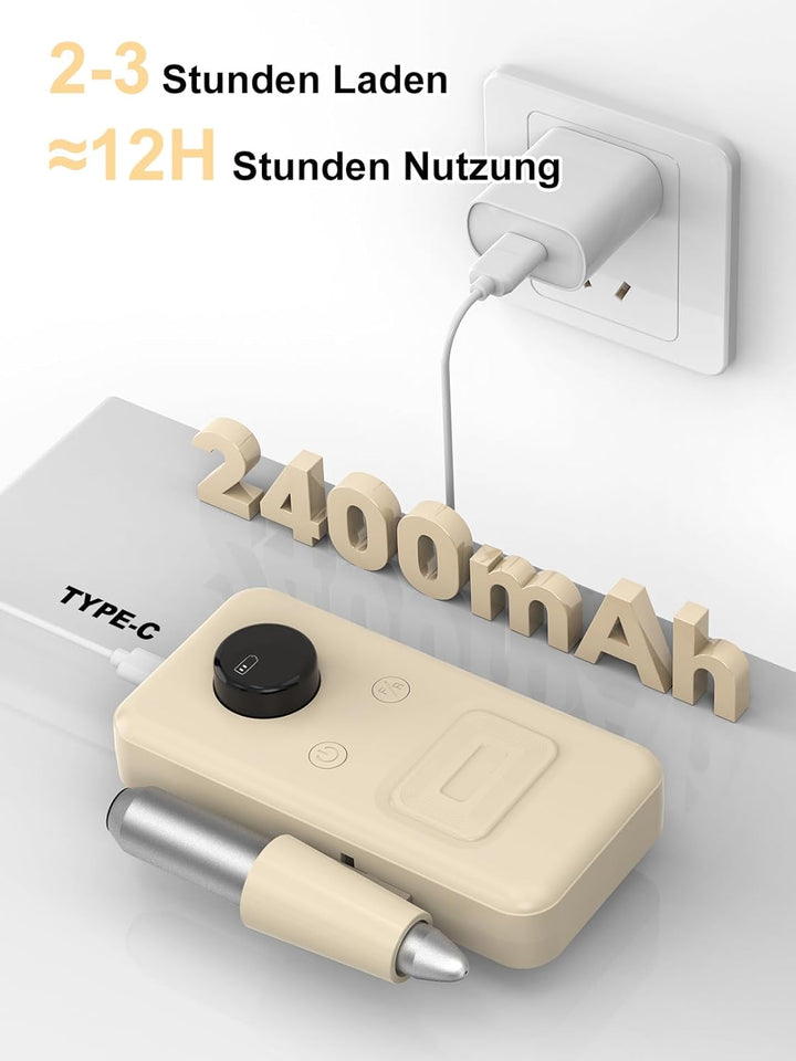 COPPA Nagelfräser, NDK106 Professionell Elektrische Nagelfräser Set mit 12 Bits 31 Schleifbändern, 4