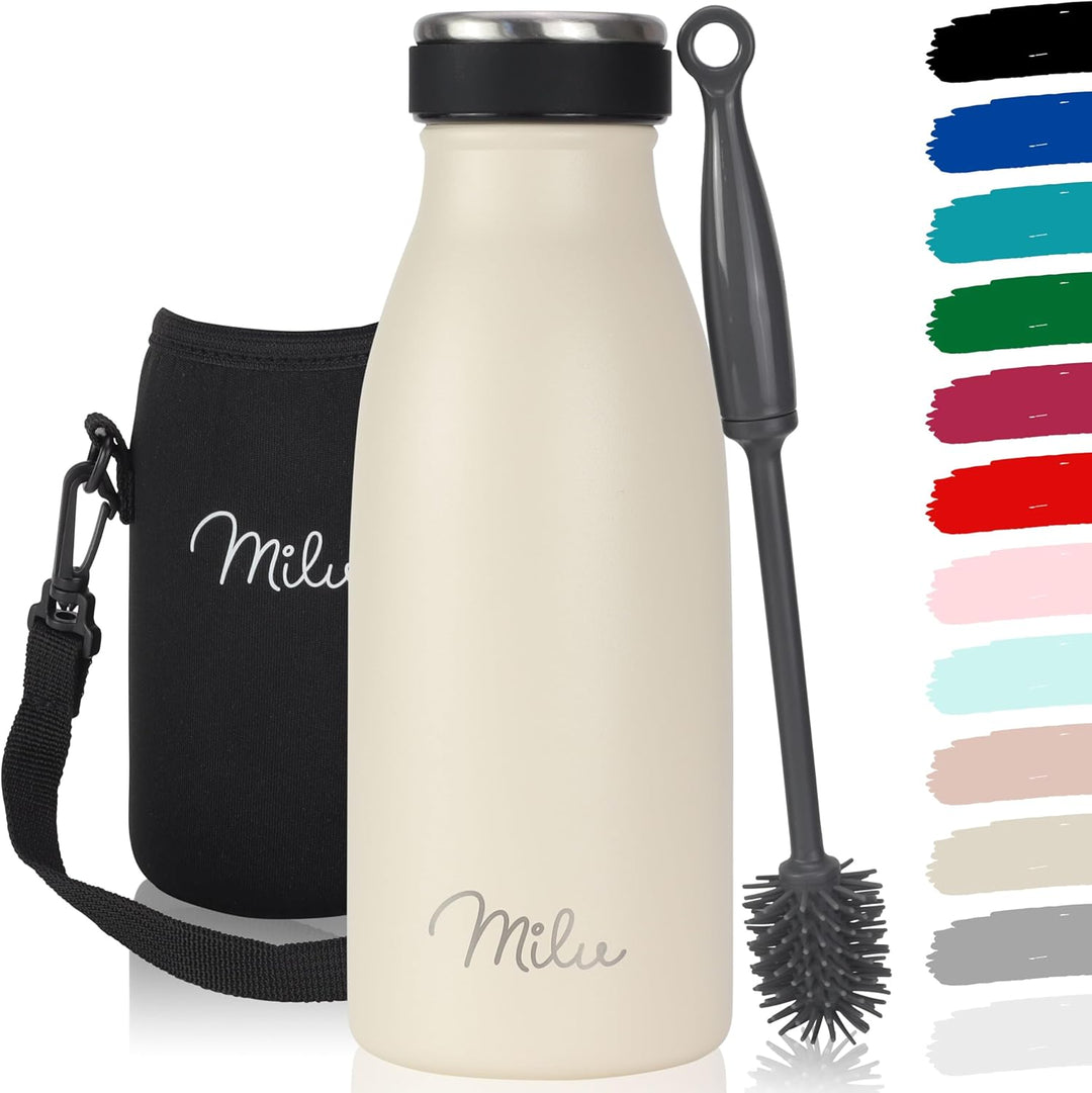 Milu Edelstahl Trinkflasche 350ml, 500ml, 750ml, 1L, 1,5L – Thermosflasche für Kinder Erwachsene aus