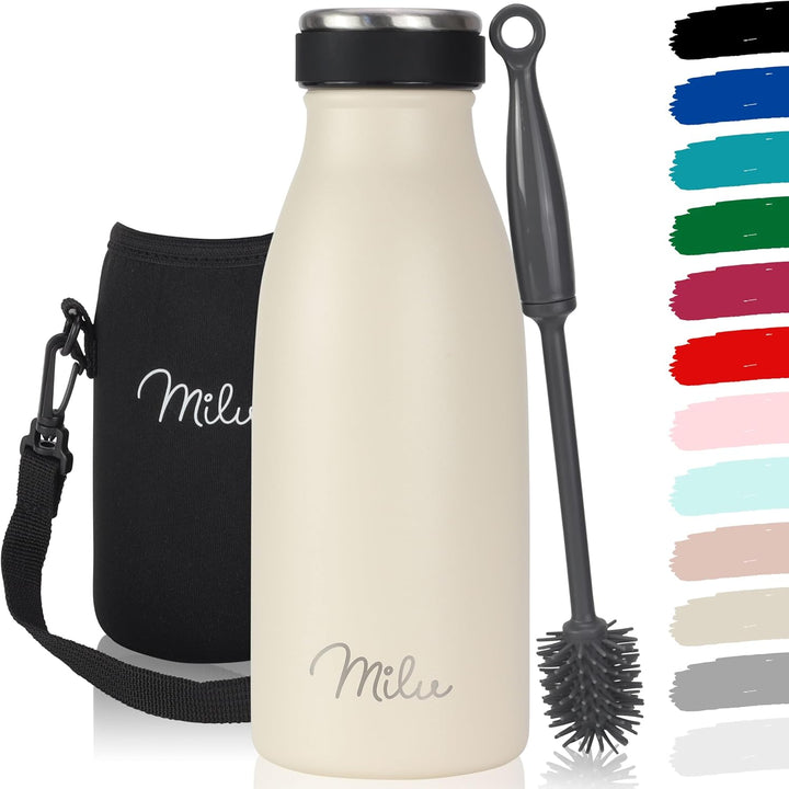 Milu Edelstahl Trinkflasche 350ml, 500ml, 750ml, 1L, 1,5L – Thermosflasche für Kinder Erwachsene aus