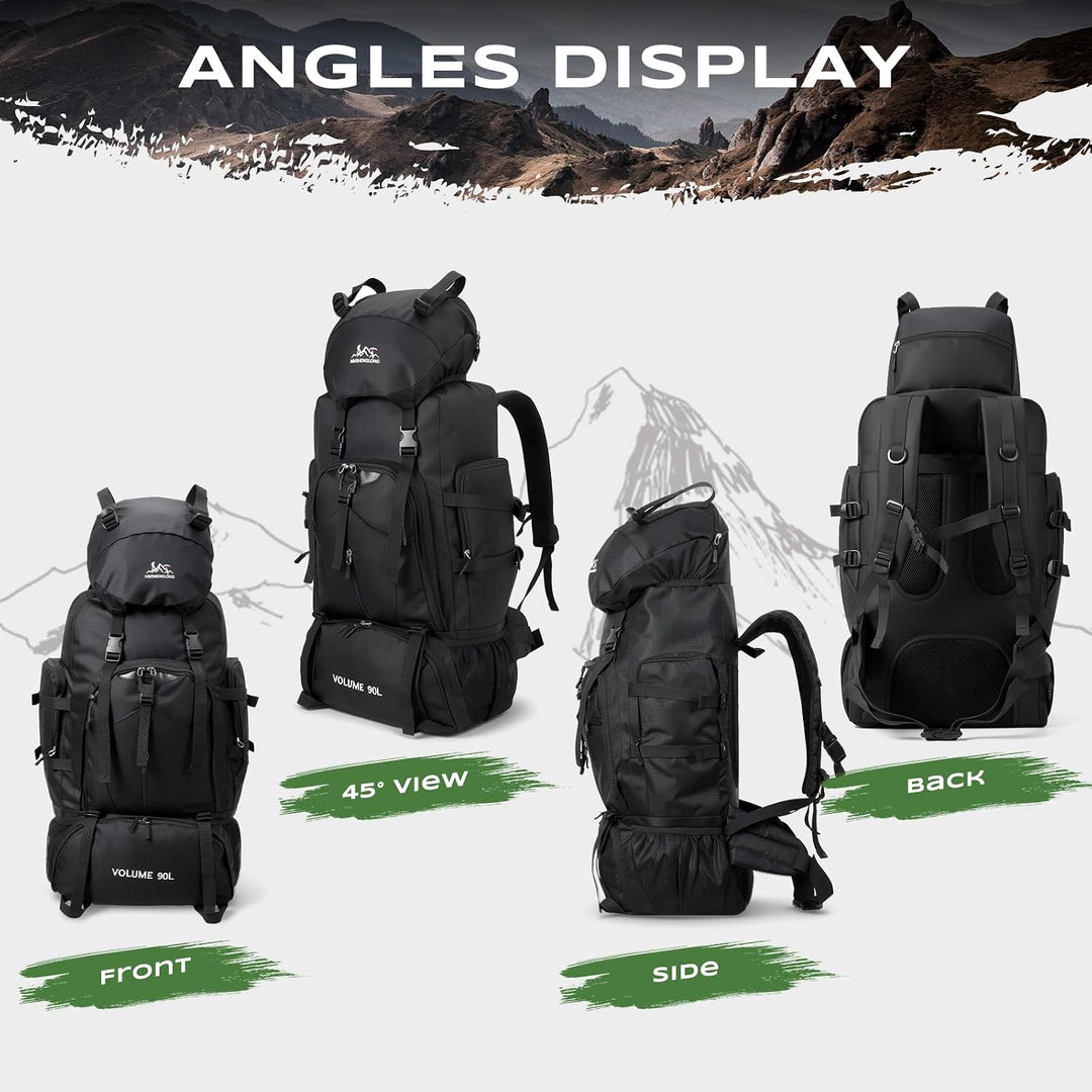 Wanderrucksack Herren Damen 90L Trekkingrucksack Reiserucksack Grosser Wasserdicht Wandern Rucksack