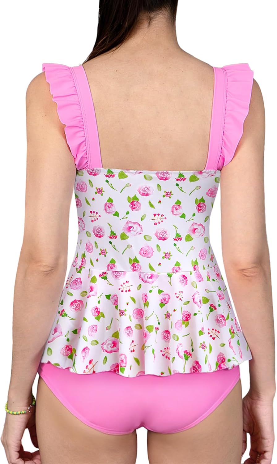 LittleForBig bescheidene Kawaii eine Stück Badebekleidung Badeanzug – Retro Rose Rosa M