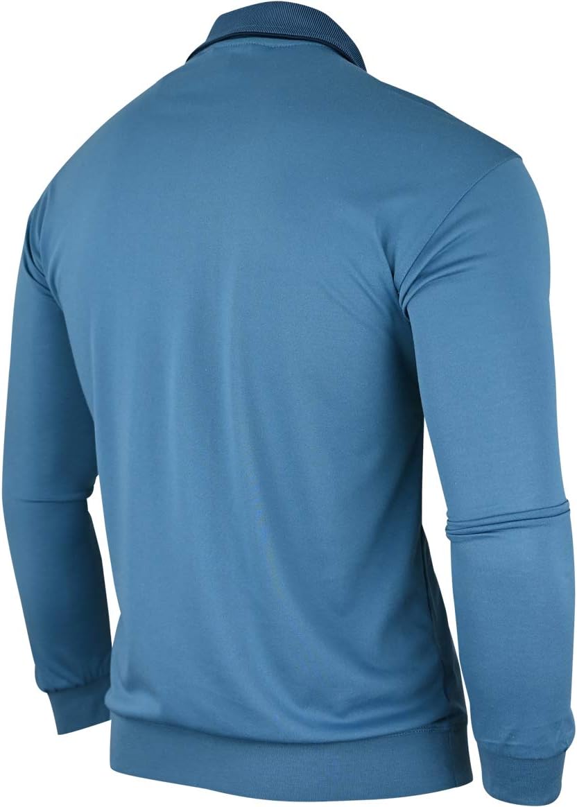 Soltice Herren Langarm Poloshirt mit Brusttasche, Polohemd Gestreift mit Kragen, Blousonshirt aus Ba