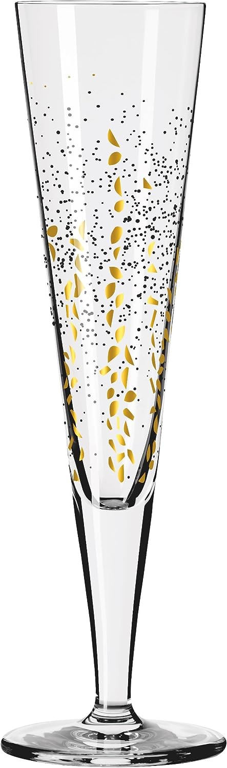 Ritzenhoff 6031005 Champagnerglas 200 ml - Serie Goldnacht Duett - 2x Designerstück mit Echt-Gold -