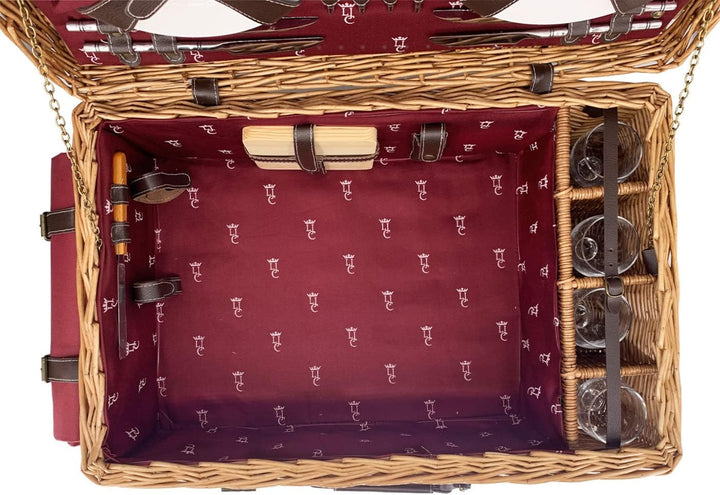 Les Jardins de la Comtesse - Picknickkoffer aus Weide und Leder Champs-Elysées Bordeaux - 4 Personen
