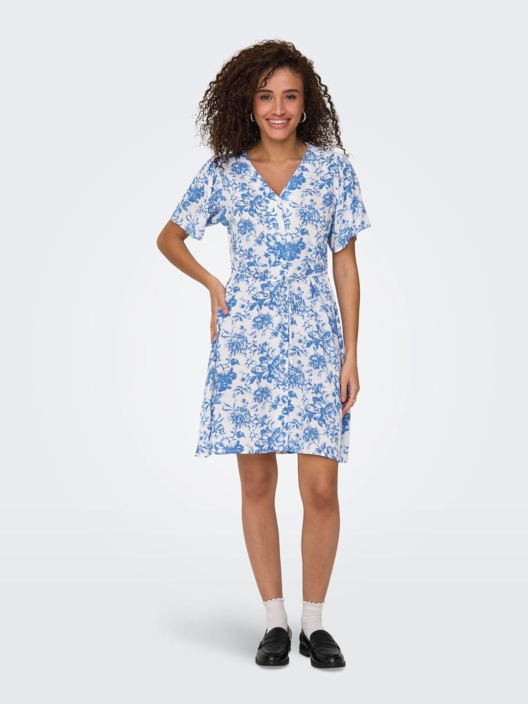 ONLY Damen Viskose Sommer-Kleid Onlnova Life Lucy mit Blumenmuster S Cloud Dancer, S Cloud Dancer