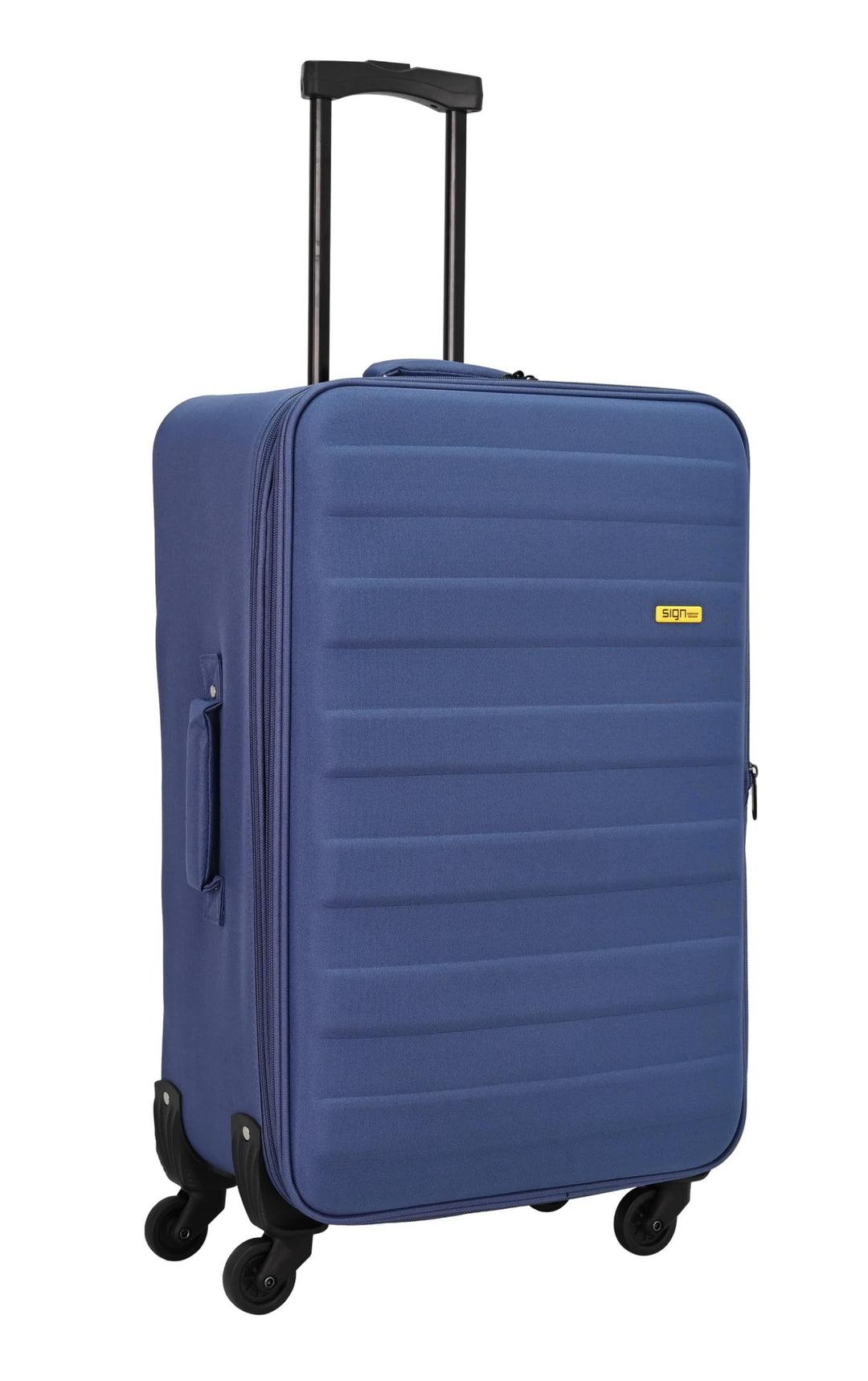 SIGN Stoffkoffer Reisekoffer Trolley (Handgepäck-Mittel-Gross-Set) + 5cm Dehnungsfuge (Blau, Grosser