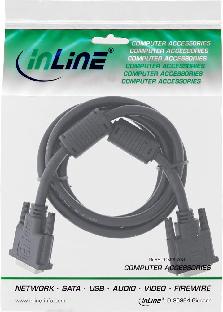 InLine 17791 DVI-I Kabel, digital/analog, 24+5 Stecker / Stecker, Dual Link, 1,8m