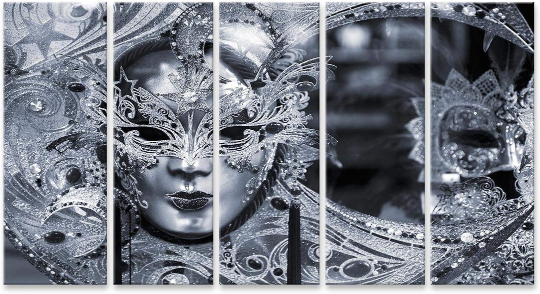 islandburner Bild auf Leinwand Schwarzes Und Weisses Bild Der Traditionellen Karnevalsmaske In Vened