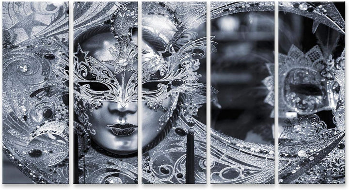 islandburner Bild auf Leinwand Schwarzes Und Weisses Bild Der Traditionellen Karnevalsmaske In Vened