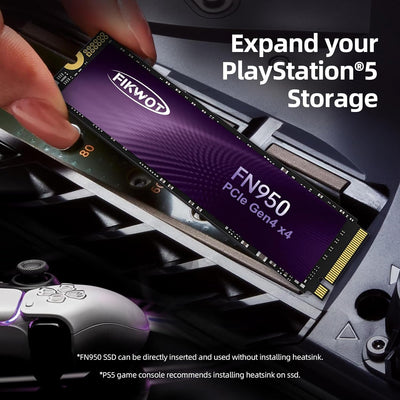 Fikwot FN950 2TB M.2 PCIe Gen4 Internes Solid State Drive mit Graphene Kühlaufkleber - Bis zu 4800 M