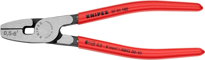 Knipex Crimpzange für Aderendhülsen mit Fronteinführung mit Kunststoff überzogen 180 mm 97 81 180