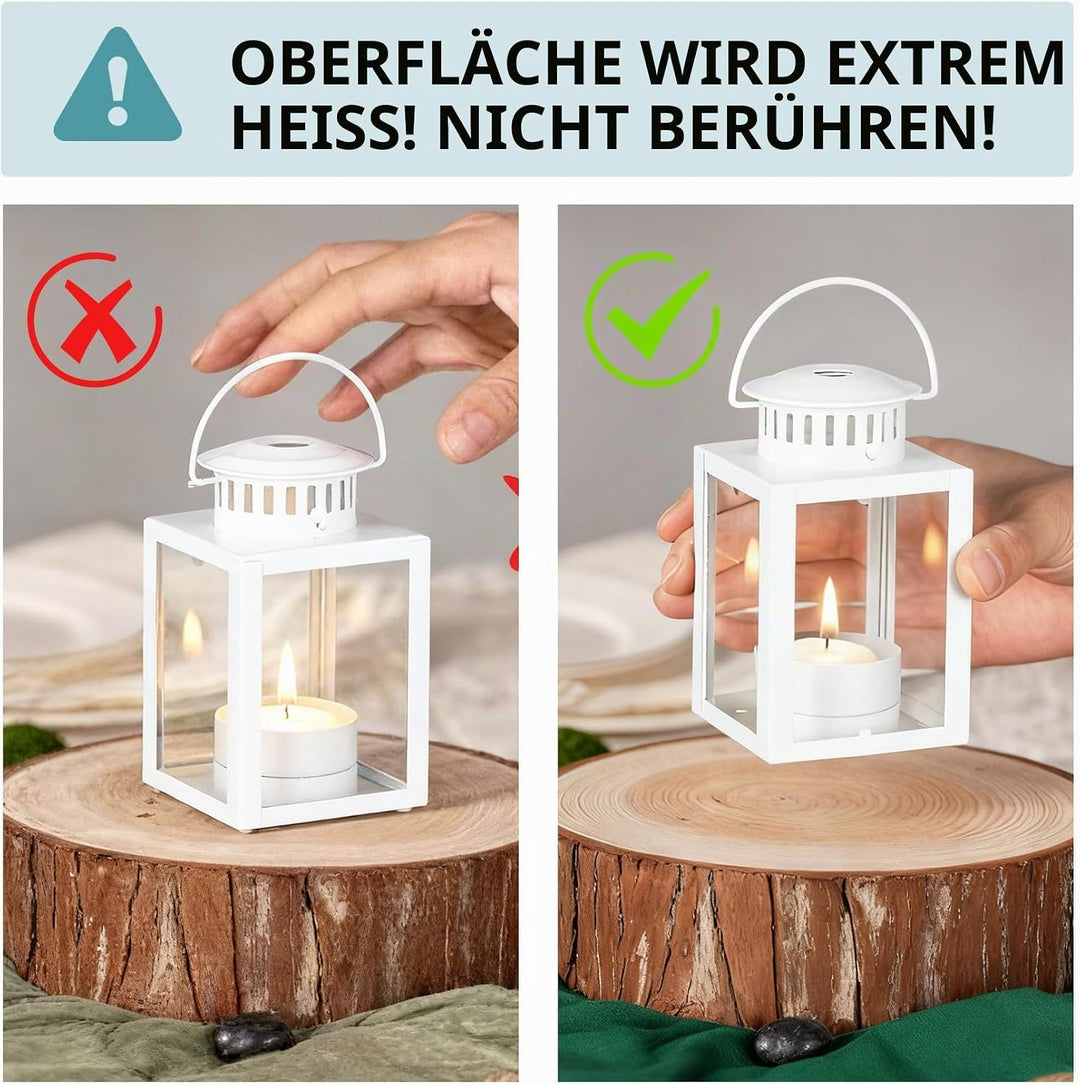 NUPTIO Laternen Dekorativ, 4 Stück Kerzenlaternen Indoor Teelicht Kerzenhalter, Weiss Hängende Garte