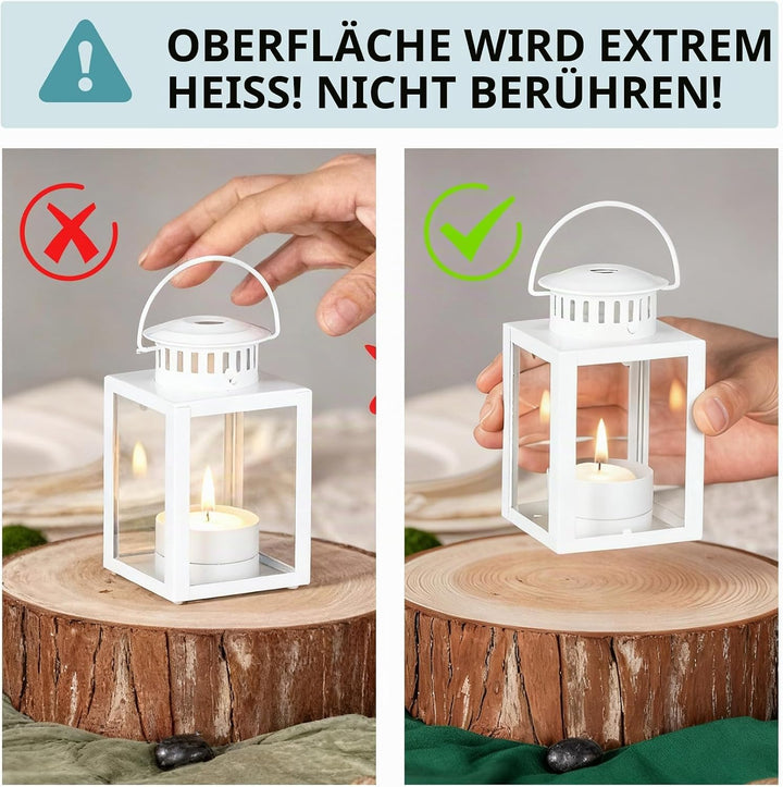 NUPTIO Laternen Dekorativ, 4 Stück Kerzenlaternen Indoor Teelicht Kerzenhalter, Weiss Hängende Garte