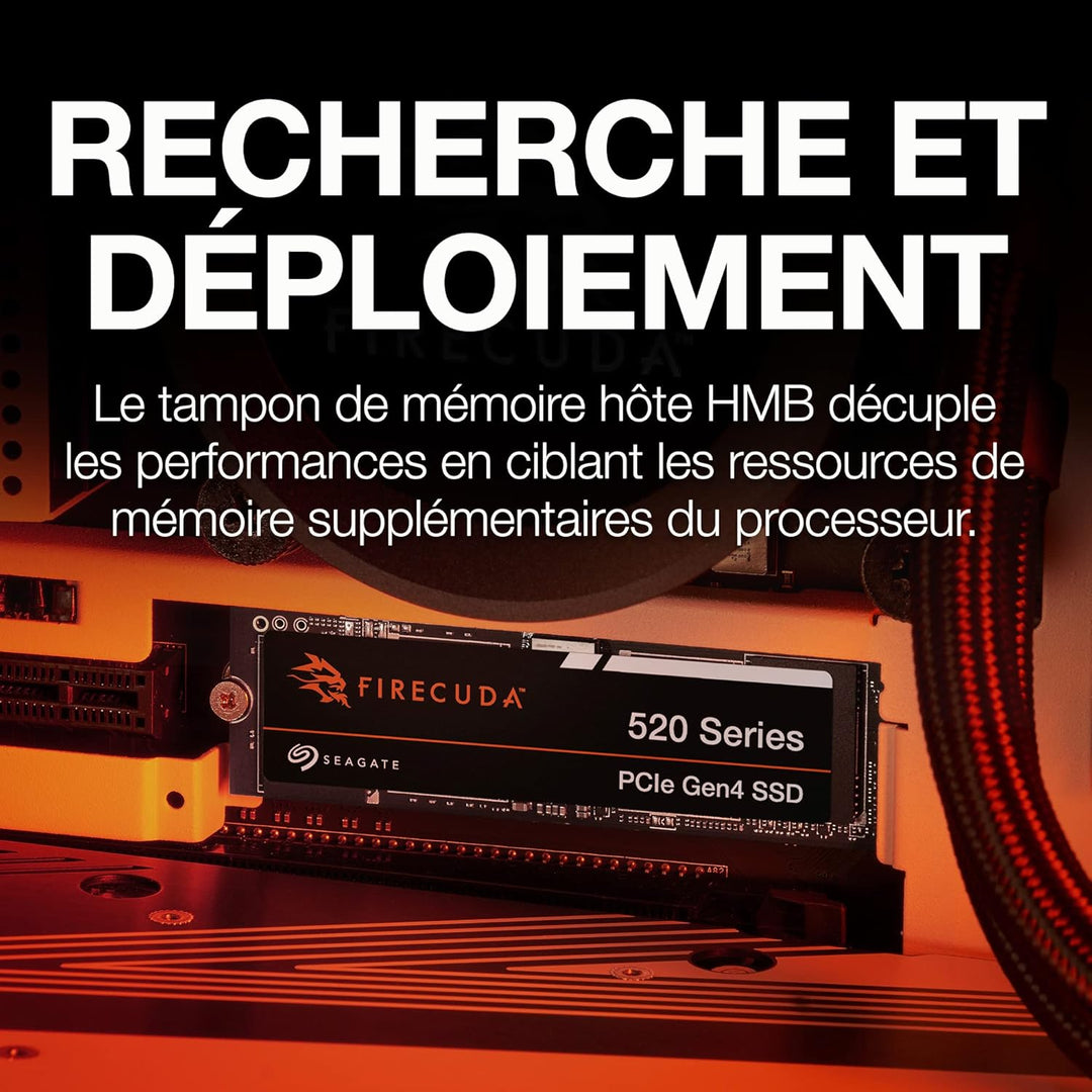 Seagate FireCuda 520 2TB interne SSD, M.2 PCIe Gen4, NVMe 1.3, bis zu 5000 MB/s, 3D TLC NAND, schwar
