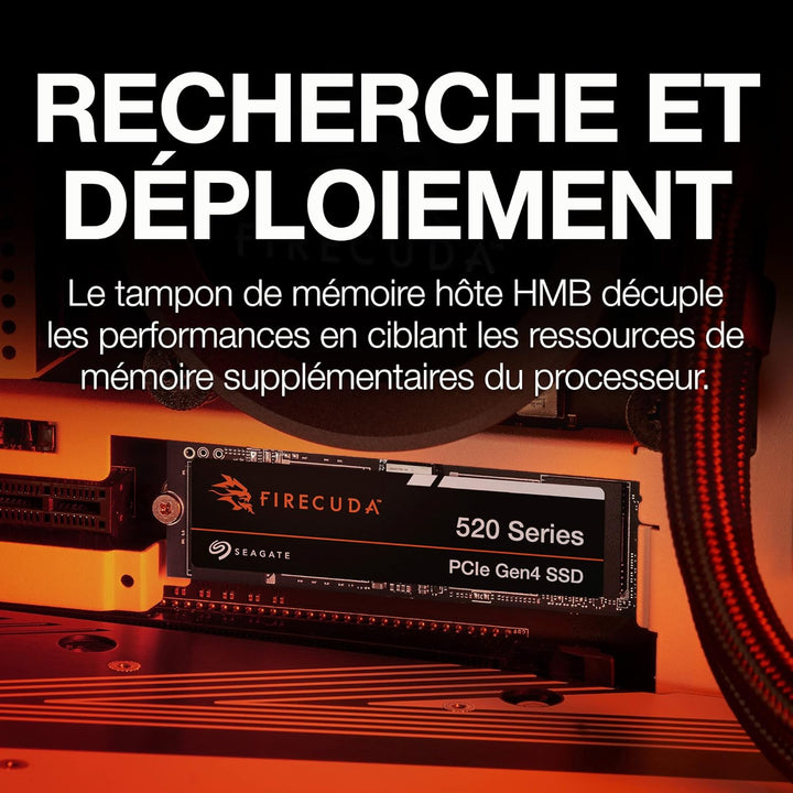 Seagate FireCuda 520 2TB interne SSD, M.2 PCIe Gen4, NVMe 1.3, bis zu 5000 MB/s, 3D TLC NAND, schwar