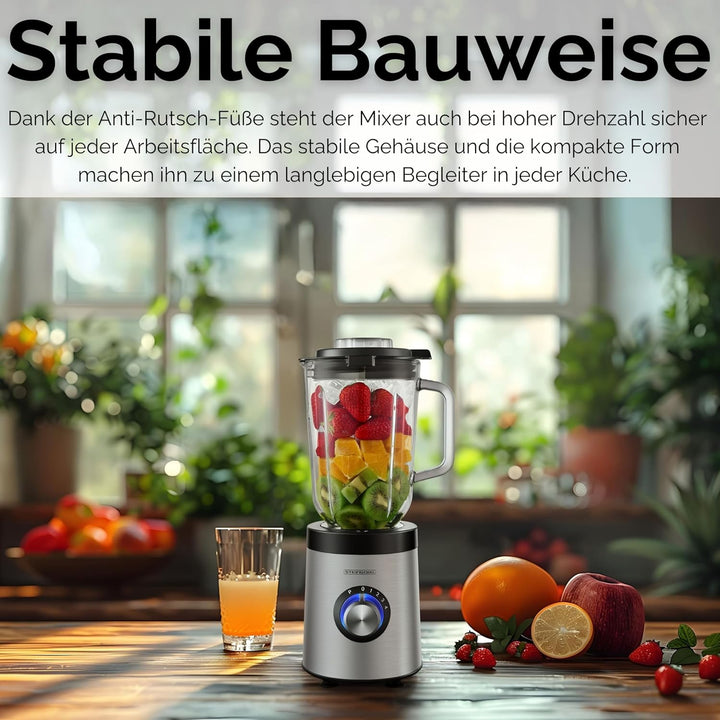 Steinborg® Standmixer Glas Edelstahl 800 Watt 1,5 Liter Glaskrug Universal Power Mixer Smoothie Make