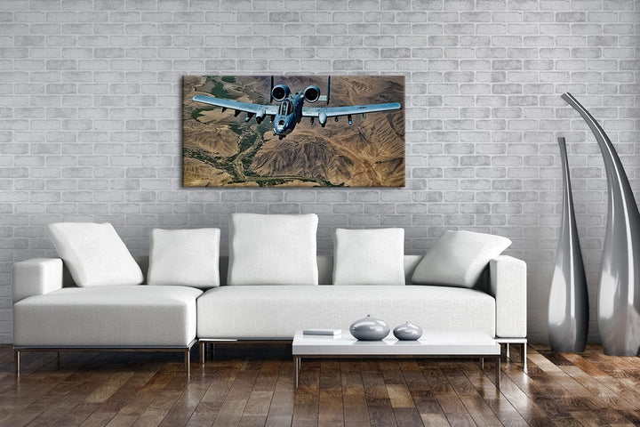 Atemberaubendes Militär Flugzeug Panorama 120x60 cm als Leinwandbild, Motiv fertig gerahmt auf Echth