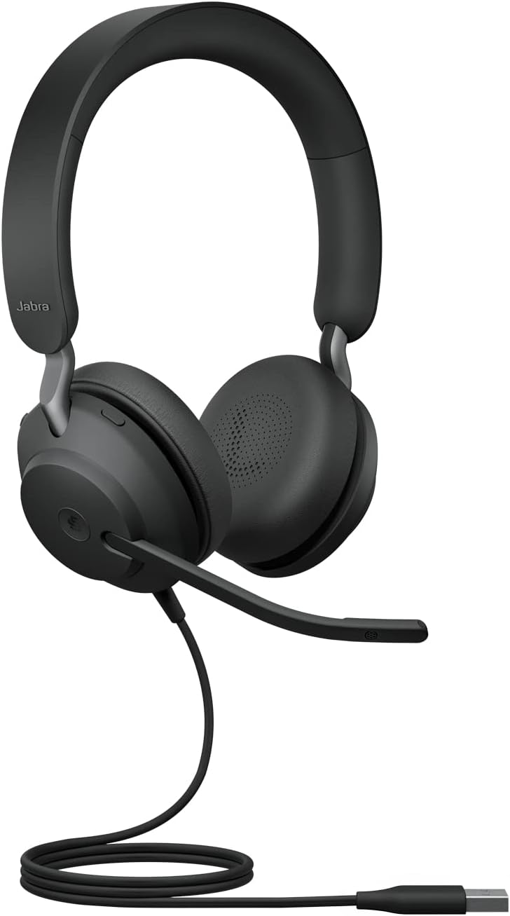 Jabra Evolve2 40 PC Headset – Noise Cancelling Microsoft Teams Certified Stereo Headphones With 3-Mi