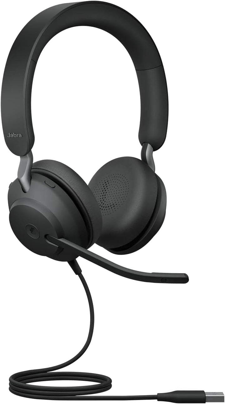 Jabra Evolve2 40 PC Headset – Noise Cancelling Microsoft Teams Certified Stereo Headphones With 3-Mi