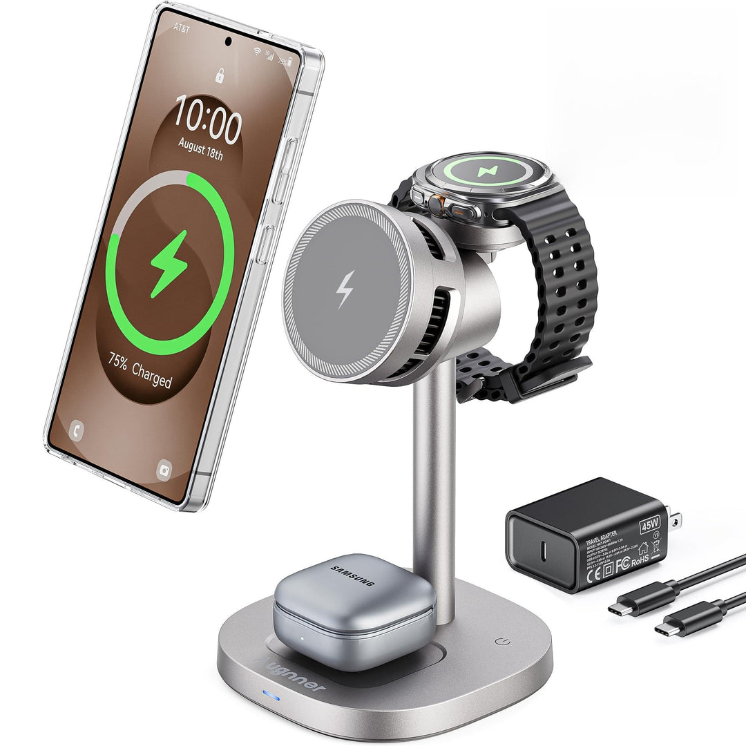 3 in 1 Induktive Ladestation für Samsung, 15W Wireless Charger mit TEC-Kühlung, Magsafe-Ladegerät fü