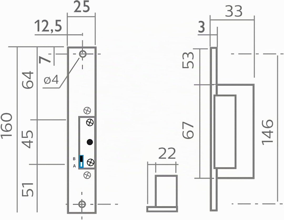 EXTEL Elektrischer Türoffner mit Speicherfunktion kurz (16cm), Grau