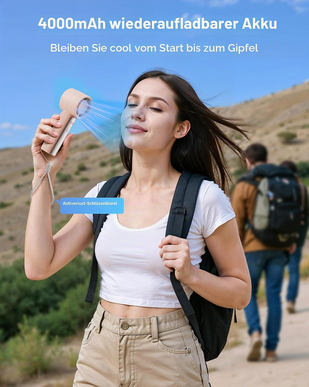 gaiatop Tragbarer Mini-Handventilator, High-Speed-Turbo-Kühlung, 4000 mAh, batteriebetrieben, USB-wi