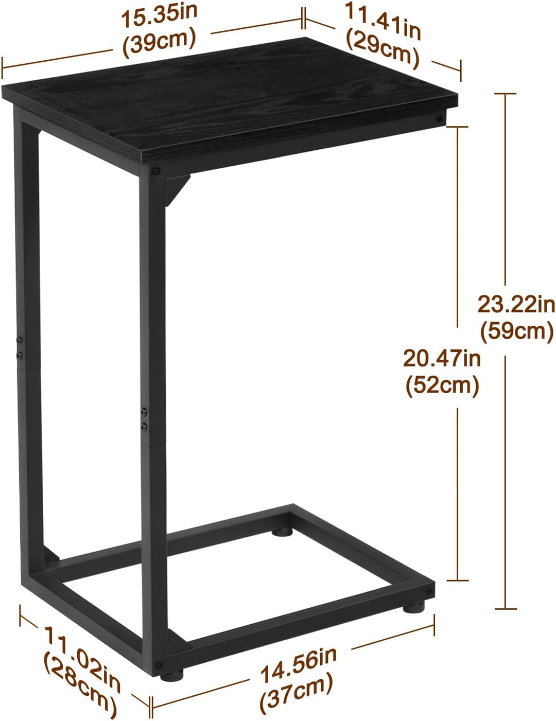 AMHANCIBLE Beistelltisch 2er Set, Couchtisch C Form, Wohnzimmertisch mit Metallgestell, mobiler Kaff
