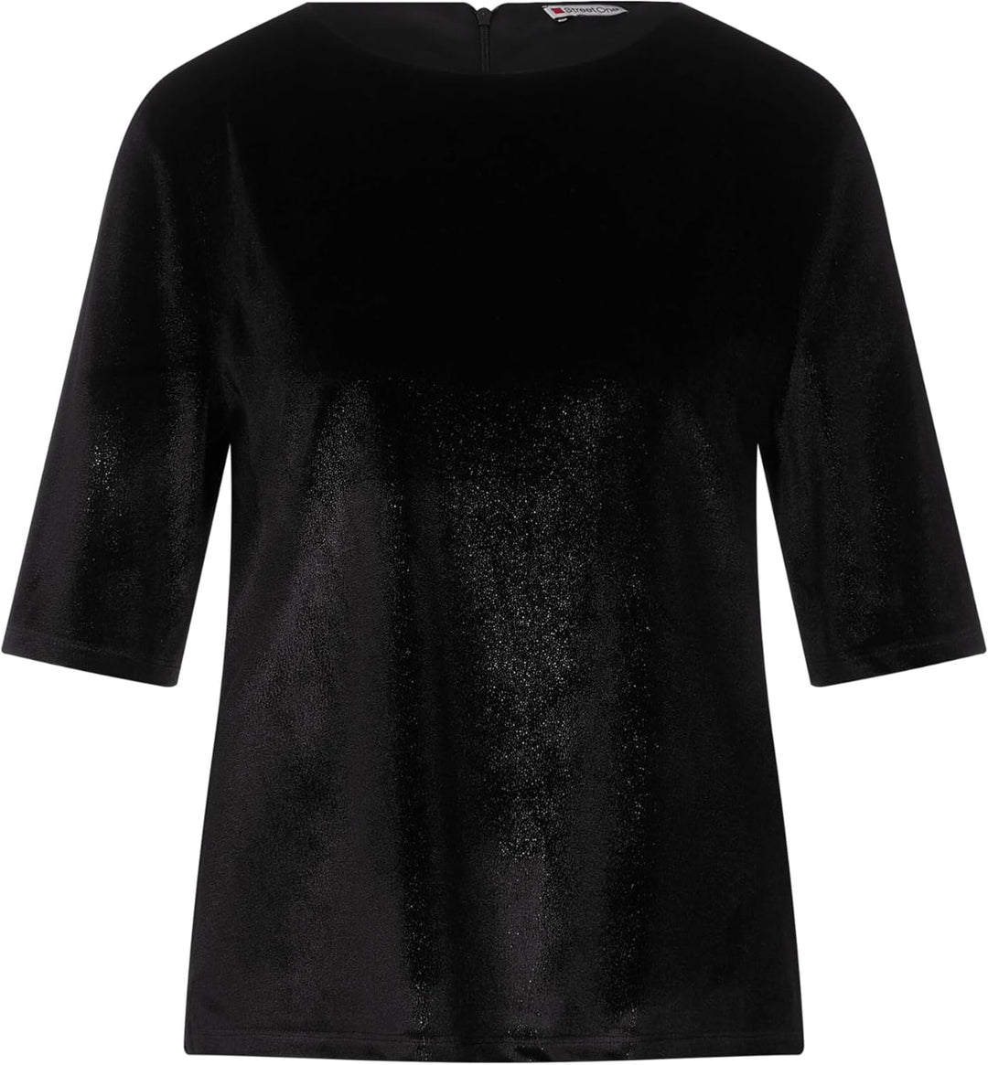 Street One Damen Samtshirt 36 Schwarz, 36 Schwarz