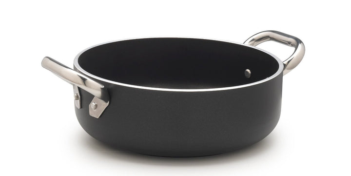 Töpfe Agnelli Alblack Bratentopf, Aluminium, Dicke 5 mm, 10 mm Induktions Fund, 24 cm, 24 cm