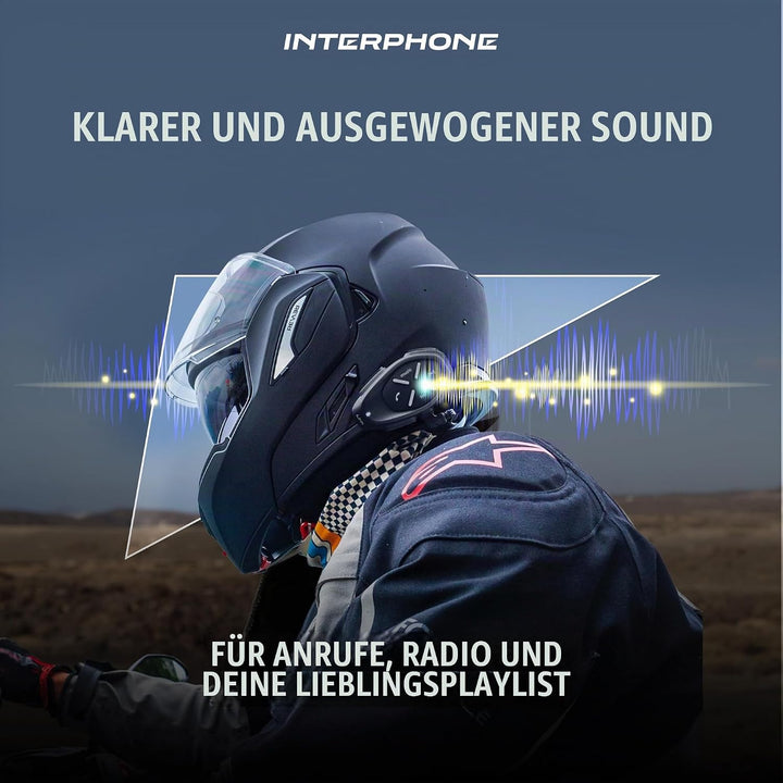 Interphone LINK - Einzelpack - Bluetooth-Kommunikationssystem für Motorräder - Bis zu 2 Reiters, 300