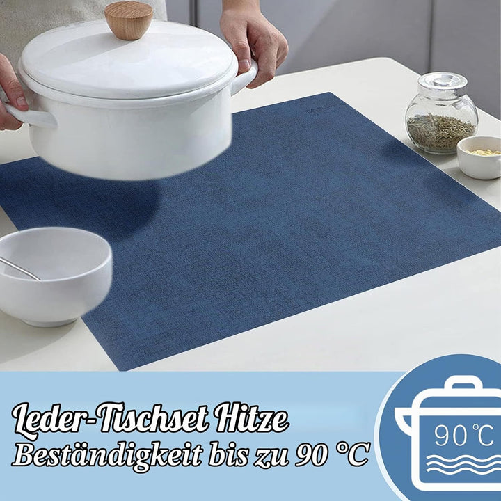 SUEH DESIGN Leder Tischsets 6er Set Tischsets Abwaschbar Lederoptik Platzdeckchen Hitzebeständiges P