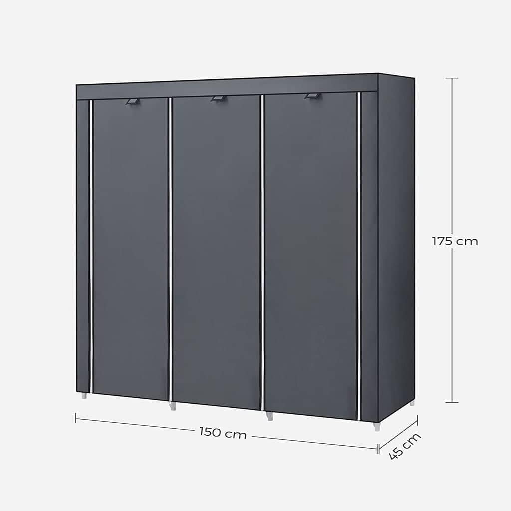 SONGMICS Kleiderschrank, Faltschrank, Stoffschrank, faltbare Garderobe mit 2 Kleiderstange, 175 x 15