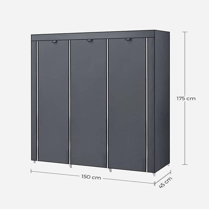 SONGMICS Kleiderschrank, Faltschrank, Stoffschrank, faltbare Garderobe mit 2 Kleiderstange, 175 x 15