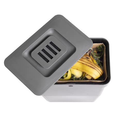 LM 530 ECO Biomülleimer Küche mit Deckel 8-Liter, Aus Rezykliertem Kunststoff, Anthrazit (15 x 23 x