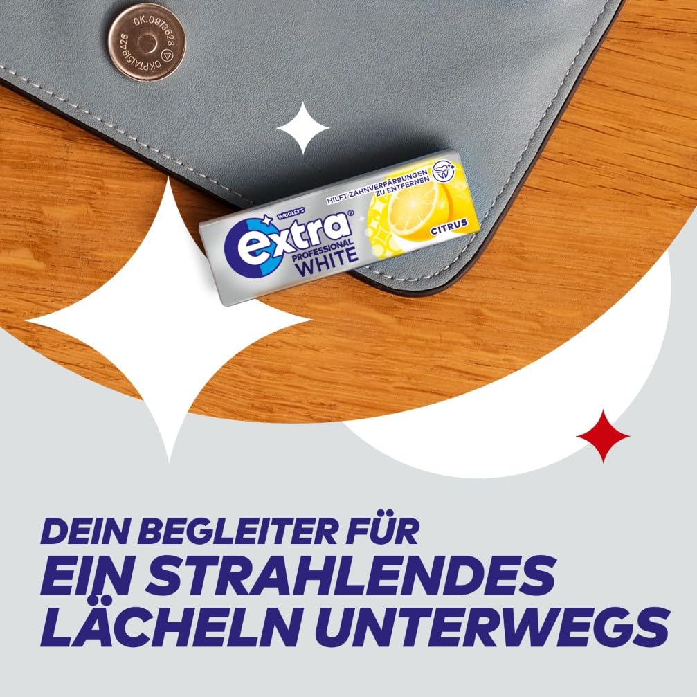 Extra Professional White Citrus, Zuckerfreier Kaugummi, Multipack mit 30x10 Dragees, Für frischen At
