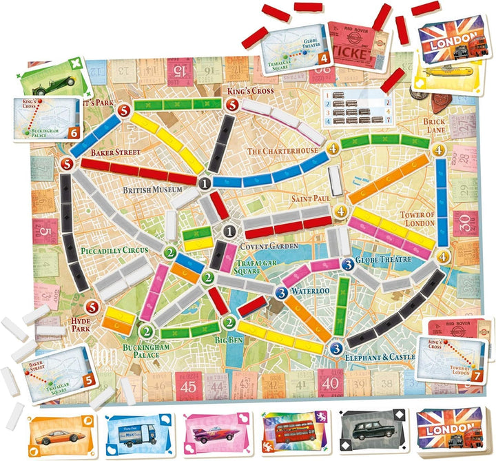 Days of Wonder, Ticket to Ride London Board Game, Ages 8+, for 2 to 4 Players, Average Playtime 10-1