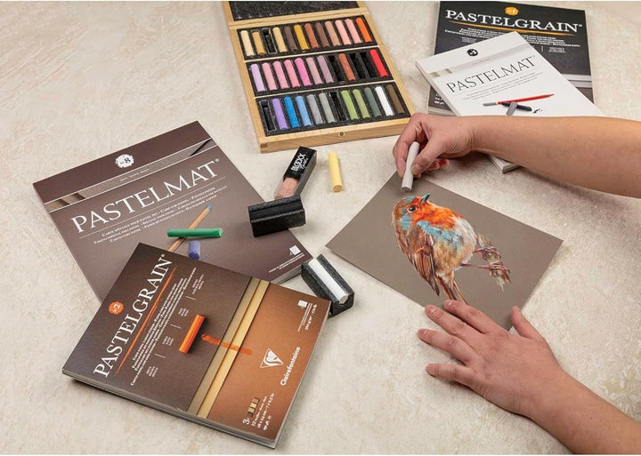 Clairefontaine 96054C - Zeichenblock Pastelmat, geleimt, 12 Bogen 30x40cm, 360g, ideal für Trockente
