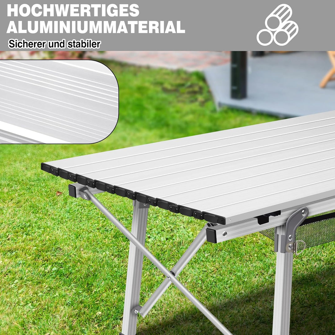 Yiyai Campingtisch Faltbar Höhenverstellbar 45cm/68cm, 90 x 53cm(B x T), Klapptisch Camping Tisch mi